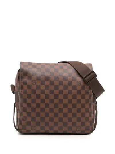 Pre-owned Louis Vuitton 2010 Damier Ebene Naviglio Crossbody Bag In Brown