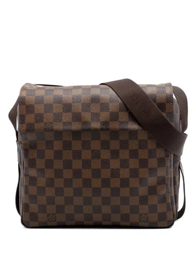 Pre-owned Louis Vuitton 2010 Damier Ebene Naviglio Crossbody Bag In Brown