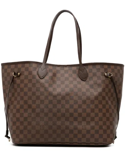 Pre-owned Louis Vuitton 2010 Damier Ebene Neverfull Gm Tote Bag In Brown