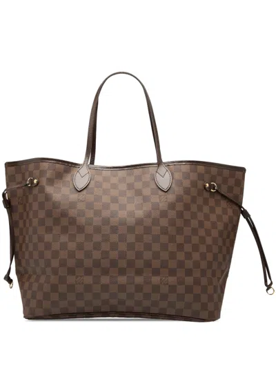 Pre-owned Louis Vuitton 2010 Damier Ebene Neverfull Gm Tote Bag In Brown