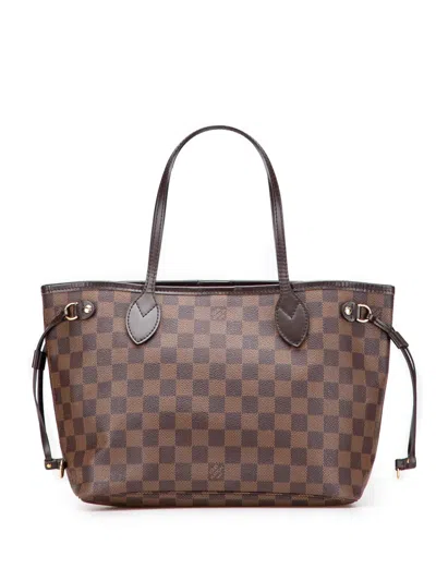 Pre-owned Louis Vuitton 2010 Damier Ebene Neverfull Pm Tote Bag In Brown