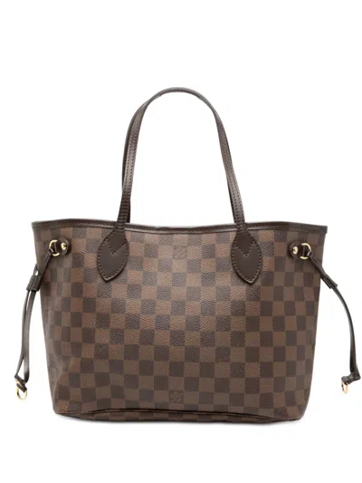Pre-owned Louis Vuitton 2010 Damier Ebene Neverfull Pm Tote Bag In Brown