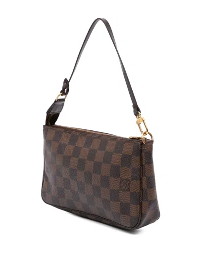 Pre-owned Louis Vuitton 2010 Damier Ebene Pochette Accessoires Shoulder Bag In Brown