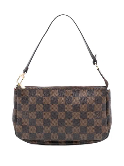 Pre-owned Louis Vuitton 2010 Damier Ebene Pochette Accessoires Shoulder Bag In Brown