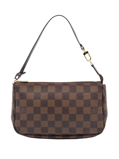 Pre-owned Louis Vuitton 2010 Damier Ebene Pochette Accessoires Shoulder Bag In Brown
