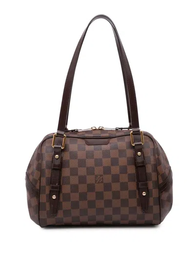 Pre-owned Louis Vuitton 2010 Damier Ebene Rivington Pm Shoulder Bag In Brown