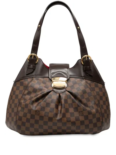 Pre-owned Louis Vuitton 2010 Damier Ebene Sistina Gm Shoulder Bag In Brown