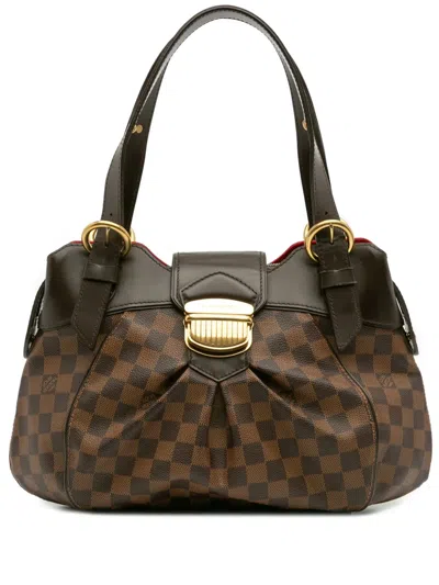 Pre-owned Louis Vuitton 2010 Damier Ebene Sistina Pm Shoulder Bag In Brown
