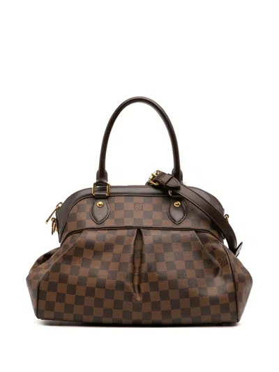 Pre-owned Louis Vuitton 2010 Damier Ebene Trevi Pm Satchel In Brown