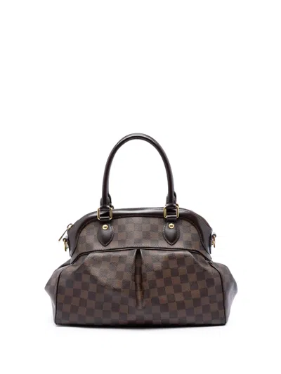 Pre-owned Louis Vuitton 2010 Damier Ebene Trevi Pm Satchel In Brown