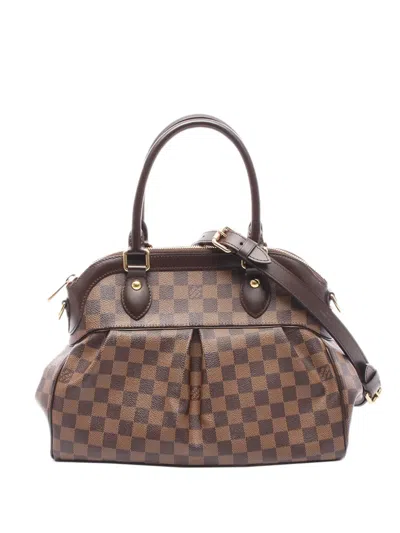 Pre-owned Louis Vuitton 2010 Damier Ebene Trevi Pm Satchel In Brown