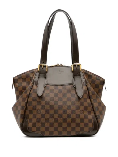 Pre-owned Louis Vuitton 2010 Damier Ebene Verona Mm Shoulder Bag In Brown
