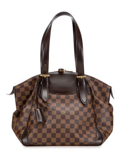 Pre-owned Louis Vuitton 2010 Damier Ebene Verona Mm Shoulder Bag In Brown