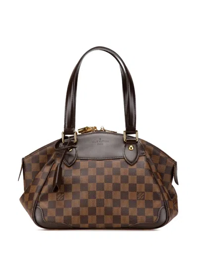 Pre-owned Louis Vuitton 2010 Damier Ebene Verona Pm Handbag In Brown