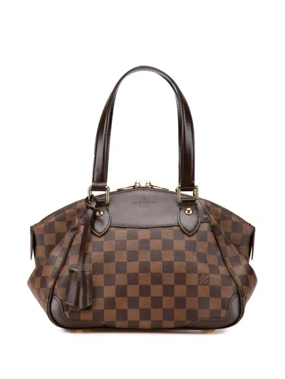 Pre-owned Louis Vuitton 2010 Damier Ebene Verona Pm Handbag In Brown