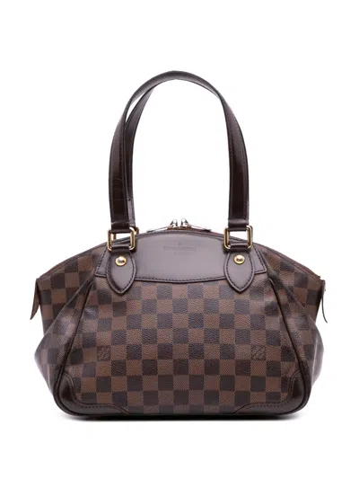 Pre-owned Louis Vuitton 2010 Damier Ebene Verona Pm Handbag In Brown
