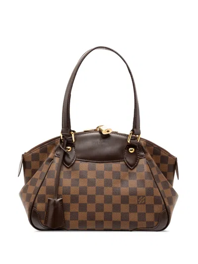 Pre-owned Louis Vuitton 2010 Damier Ebene Verona Pm Satchel In Brown