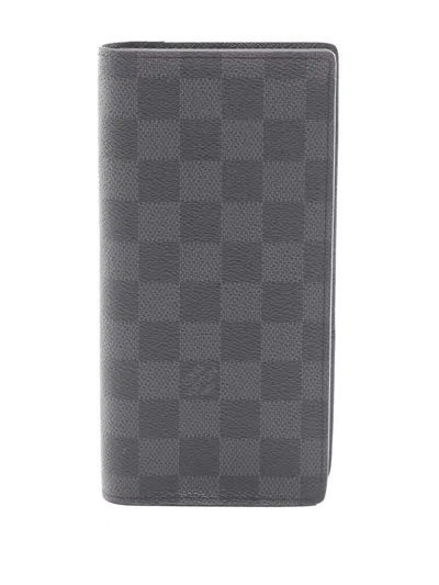 Pre-owned Louis Vuitton 2010 Damier Graphite Brazza Wallet Long Wallets In Black