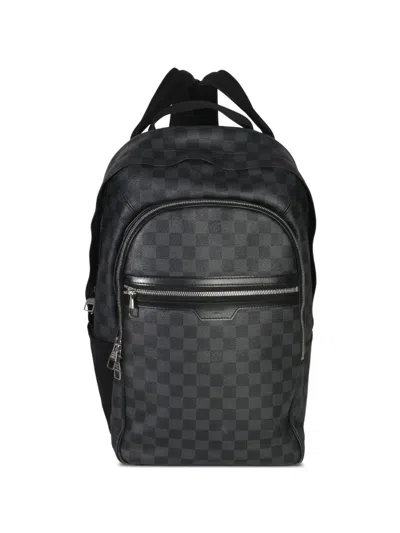 Pre-owned Louis Vuitton 2010 Damier Graphite Michael Backpack In Black