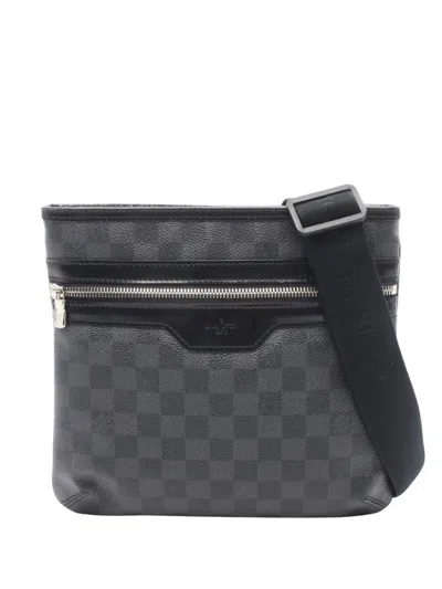 Pre-owned Louis Vuitton 2010 Damier Graphite Thomas Crossbody Bag In Black
