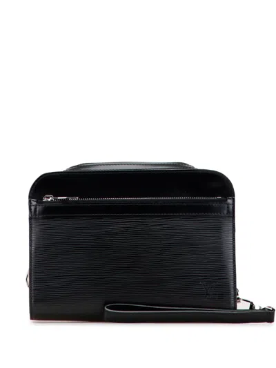 Pre-owned Louis Vuitton 2010 Epi Pochette Hoche Clutch Bag In Black