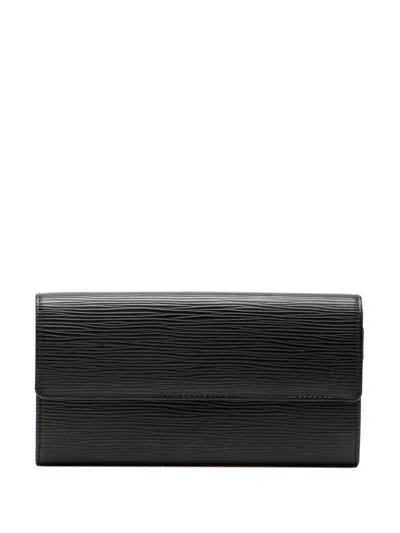 Pre-owned Louis Vuitton 2010 Epi Sarah Wallet Long Wallets In Black
