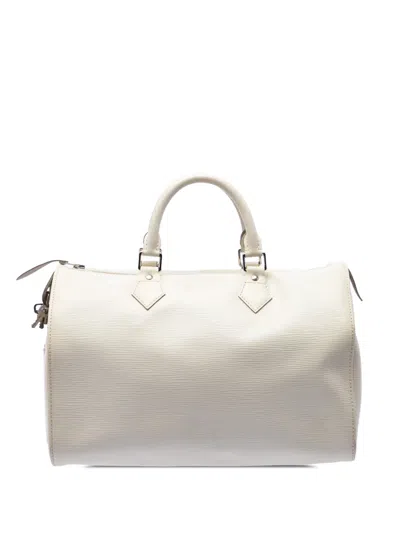 Pre-owned Louis Vuitton 2010 Epi Speedy 35 Boston Bag In White