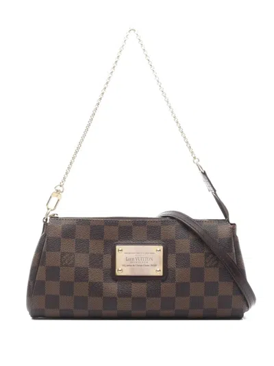 Pre-owned Louis Vuitton 2010 Eva Damier Ebène-canvas Shoulder Bag In Brown