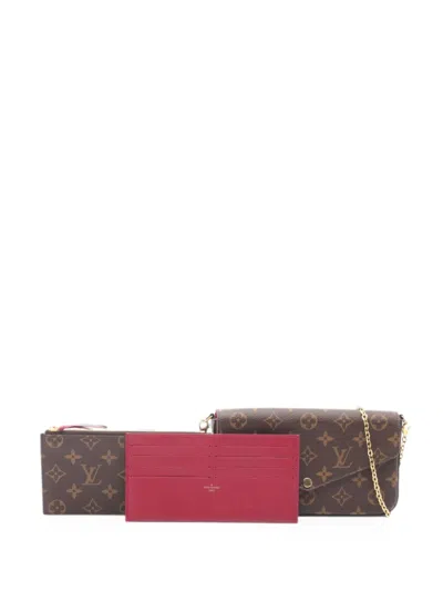 Pre-owned Louis Vuitton 2010 Félicie Monogram Wallet On A Chain In Brown