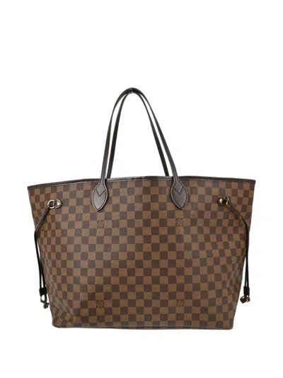 Louis Vuitton 2010 Gm Neverfull Damier Ebène Tote Bag In Red