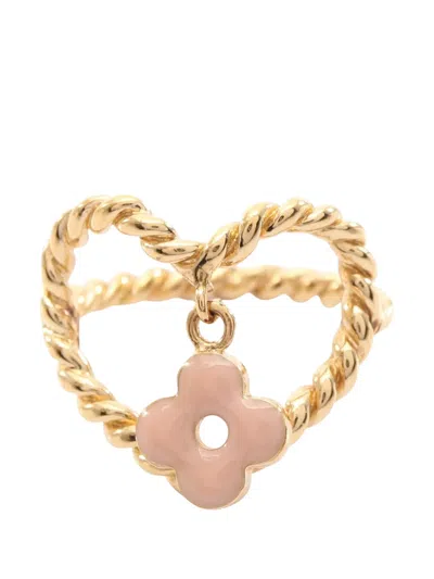 Pre-owned Louis Vuitton 2010 Gold Plated And Enamel Sweet Monogram In My Heart Ring Costume Ring