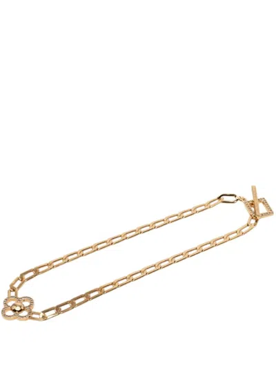 Pre-owned Louis Vuitton 2010 Gold Plated Crystal Flower Power Necklace Costume Necklace