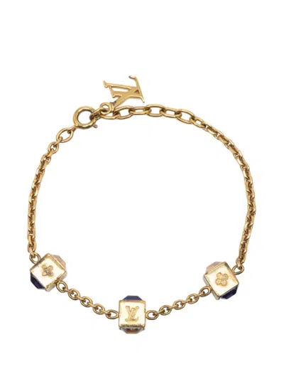 Pre-owned Louis Vuitton 2010 Gold Plated Strass Gamble Bracelet Costume Bracelet