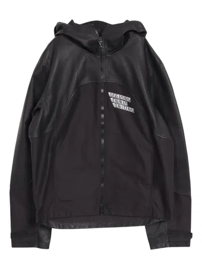 Pre-owned Louis Vuitton 2010 Leather Hooded Jacket In Black