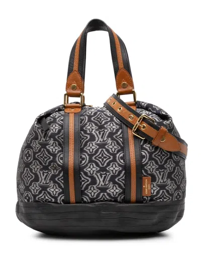 Pre-owned Louis Vuitton 2010 Limited Edition Monogram Jacquard Aviator Satchel In Blue