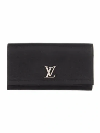 Pre-owned Louis Vuitton 2010 Lv Monogram Lockme Wallet In Black