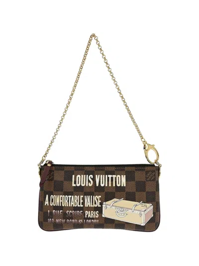 Pre-owned Louis Vuitton 2010 Mm Damier Pochette Milla Clutch Bag In Brown