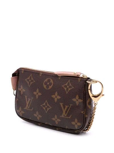 Pre-owned Louis Vuitton 2010 Monogram Affiche Mini Pochette Accessoires Handbag In Brown