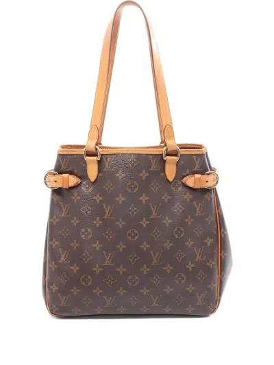 Pre-owned Louis Vuitton 2010 Monogram Batignolles Vertical Shoulder Bag In Brown