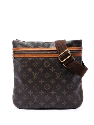 Pre-owned Louis Vuitton 2010 Monogram Bosphore Pochette Crossbody Bag In Brown