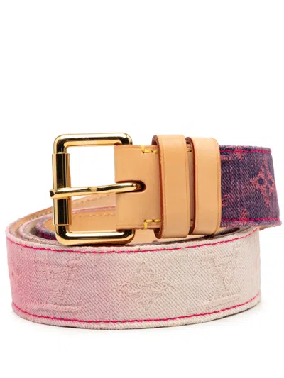 Pre-owned Louis Vuitton 2010 Monogram Denim Belt In Pink
