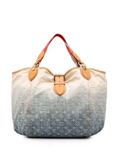 Pre-owned Louis Vuitton 2010 Monogram Denim Sunbeam Tote Bag In Blue