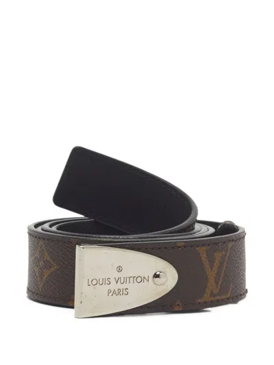 Pre-owned Louis Vuitton 2010 Monogram Logo-plaque Belt In Brown