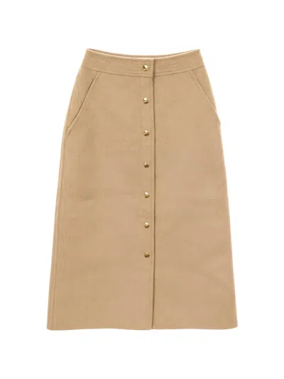 Pre-owned Louis Vuitton 2010 Monogram Midi Skirt In Neutral