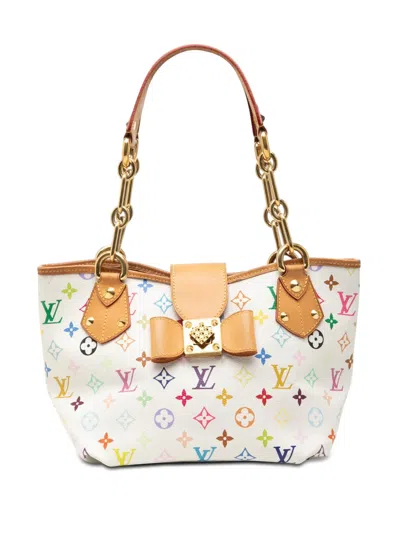 Pre-owned Louis Vuitton 2010 Monogram Multicolore Annie Mm Tote Bag In White