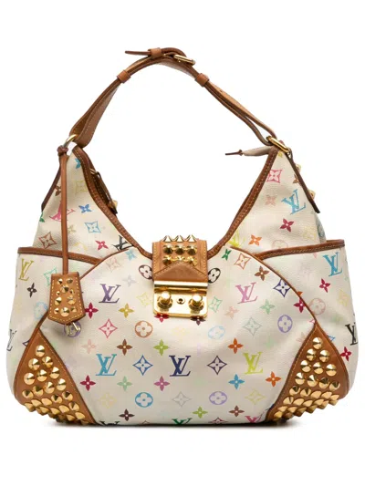 Pre-owned Louis Vuitton 2010 Monogram Multicolore Chrissie Mm Shoulder Bag In White