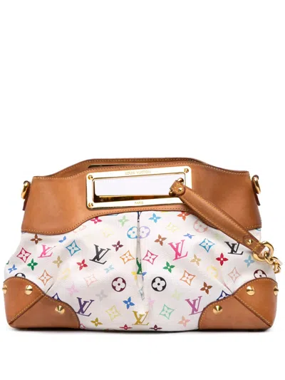 Pre-owned Louis Vuitton 2010 Monogram Multicolore Judy Mm Satchel In White