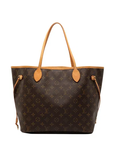 Pre-owned Louis Vuitton 2010 Monogram Neverfull Mm Tote Bag In Brown