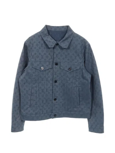 Pre-owned Louis Vuitton 2010 Monogram-print Jacket In Blue