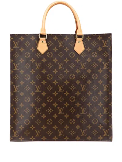 Pre-owned Louis Vuitton 2010 Monogram Sac Plat Tote Bag In Brown